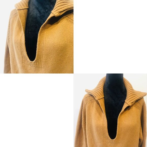 Celine Paris Open Collar Cotton Sweater in Camel Size S - Picture 9 of 15